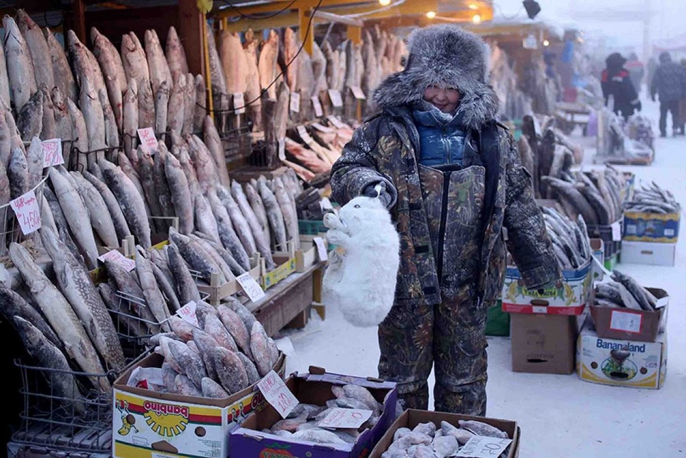 Якутскінің орталық базарында балық пен ет көп. ©boredpanda.com