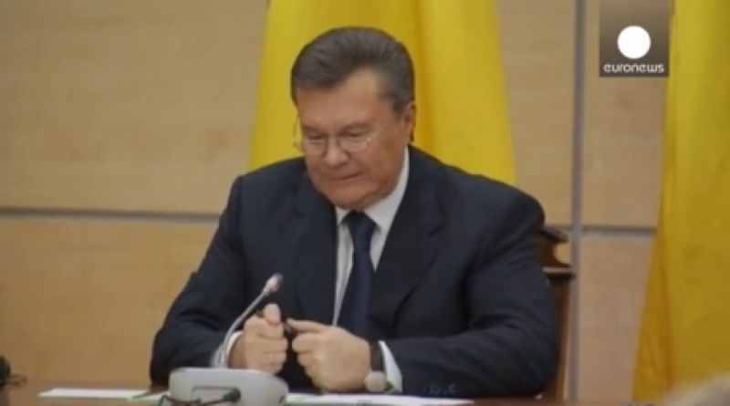 Виктор Януковичтің  Ростовтағы баспасөз мәслихатына қатысқан сәті. Euronews кадры