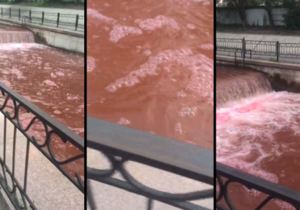 Үлкен Алматы өзеніндегі су қызыл түске боялды: Видео